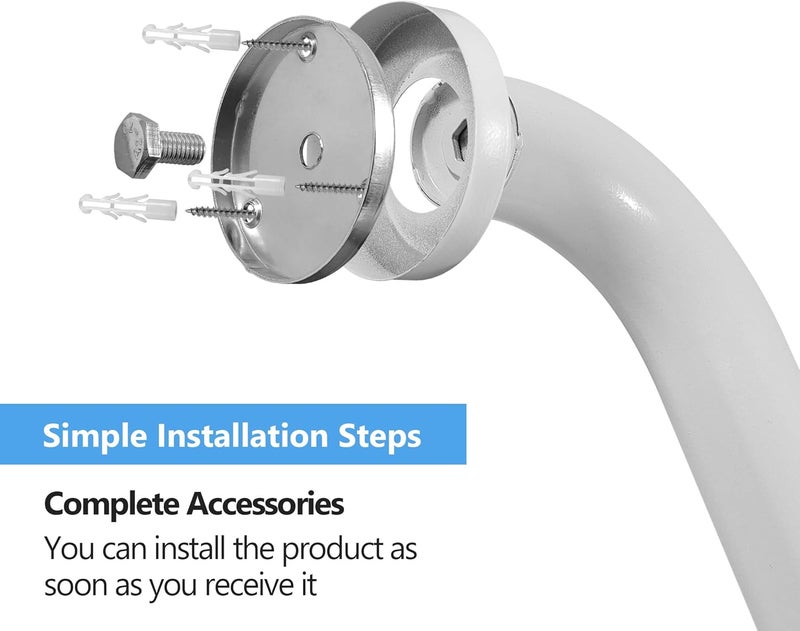 Rackickyer Shower Grab Bar, 2 Pack 39.4 Inch White Bathroom Grab Bar, 1.25" Diameter 304 Stainless Steel Anti-Slip Grab Bars for Bathtubs and Showers, Handicap Shower Grab Bar for Seniors Elderly - Image 4